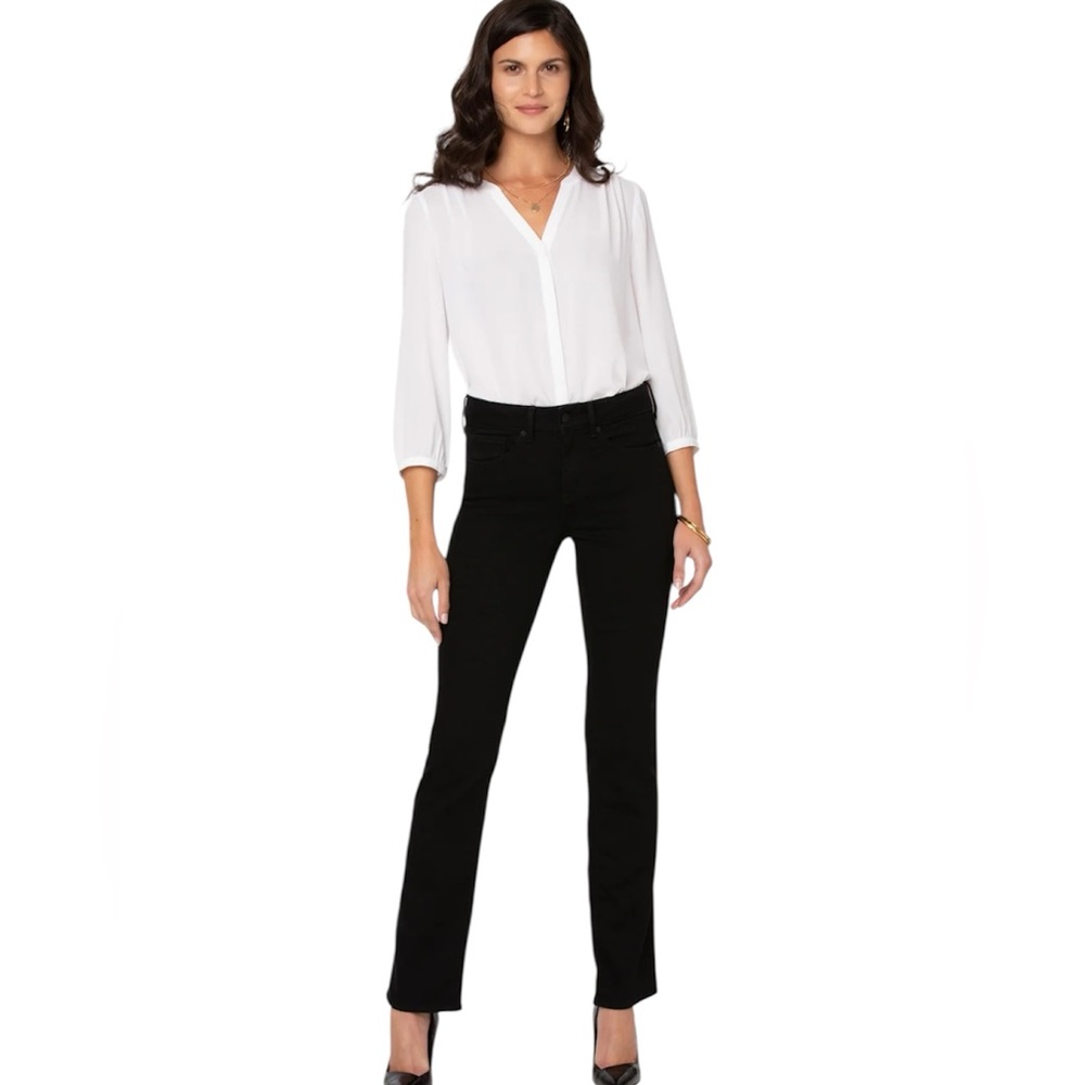NYDJ ‘Marilyn’ Black Straight-Leg Jeans • 8